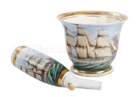 Lot 110 - A RARE HAND-PAINTED PRESENTATION PIER-HEAD CUP...