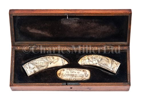 Lot 142 - Ø  A SET OF THREE SCRIMSHAW-DECORATED WHALES'...