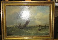 Lot 9 - EDWIN HAYES (BRITISH, 1820-1904)<br/>Fishing Boats...