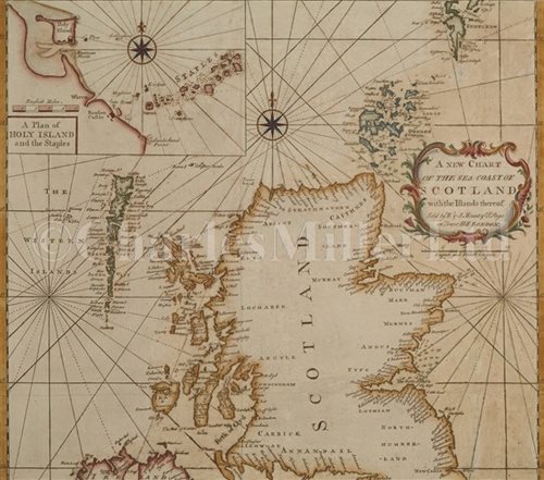 Lot 68 - W. & J. MOUNT & T. PAGE: 'A NEW CHART OF THE SEA COAST OF SCOTLAND WITH THE ISLANDS THEREOF..' CIRCA 1756