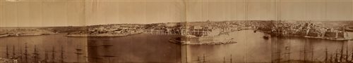 Lot 93 - A 19TH-CENTURY PHOTO PANORAMA OF THE GRAND HARBOUR AT VALETTA, MALTA