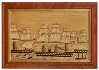 Lot 123 - A GOOD MID 19TH-CENTURY SAILOR'S WOOLWORK...
