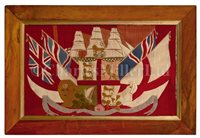 Lot 124 - A LARGE 19TH-CENTURY SAILOR'S WOOLWORK PICTURE