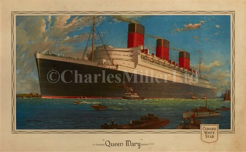 Lot 135 - A CUNARD POSTER FOR THE QUEEN MARY, CIRCA...