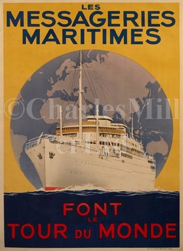 Lot 141 - A POSTER FOR LES MESSAGERIES MARITIMES WORLD...