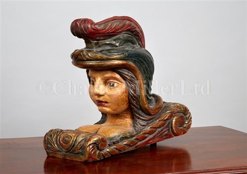 Lot 165 - A 19TH-CENTURY DUTCH RUDDER HEAD carved