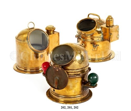 Lot 201 - A SMALL YACHT BINNACLE COMPASS BY KELVIN,...