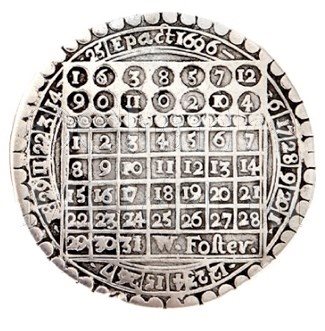 Lot 261 A SILVER PERPETUAL CALENDAR COIN BY W