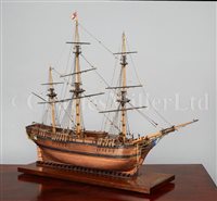 Lot 283 - A PLANKED AND FRAMED SCALE MODEL OF H.M.S....