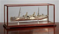 Lot 296 - A SILVER-PLATED MODEL OF AN OCEAN-GOING PADDLE...