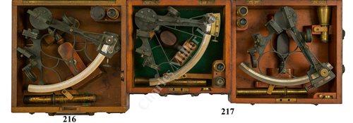 Lot 217 - A 6IN. RADIUS VERNIER SEXTANT BY H. HUGHES  & SONS, LONDON, CIRCA 1911; and another sextant