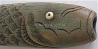 Lot 141 - AN ATTRACTIVE 19TH-CENTURY SAILORWORK NEEDLE CASE IN THE FORM OF A FISH
