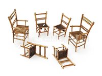 Lot 161 - SIX QUILL AND FEATHER MINIATURE CHAIRS, THOUGHT TO BE EARLY 19TH-CENTURY NAPOLEONIC FRENCH PRISONER-OF-WAR WORK