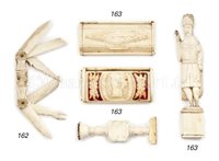 Lot 163 - AN EARLY 19TH-CENTURY FRENCH NAPOLEONIC PRISONER-OF-WAR CARVED BONE SNUFF BOX