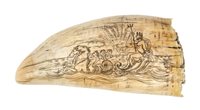 Lot 167 - A LATE 19TH-CENTURY SCRIMSHAW-DECORATED WHALE'S TOOTH