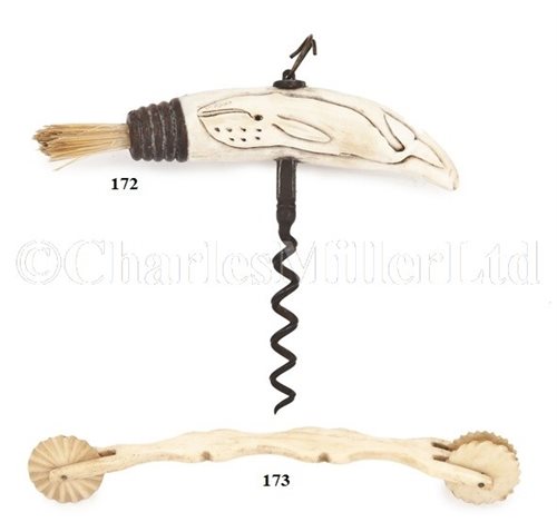 Lot 173 - A 19TH-CENTURY SAILORWORK BONE PIE CRIMPER<br/>the...