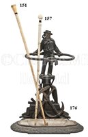 Lot 176 - A 19TH-CENTURY CAST IRON NAVAL-THEMED STICK STAND