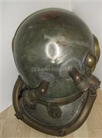 Lot 215 - A 12-BOLT COPPER AND BRASS DIVING HELMET BY...