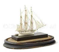 Lot 357 - Ø A MID 19TH-CENTURY IVORY DIEPPE THREE-MASTED...