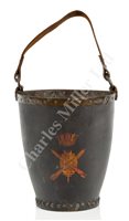 Lot 85 - A RARE LEATHER FIRE BUCKET FROM H.M.S. VERNON, CIRCA 1880