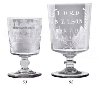 Lot 53 - A 19TH-CENTURY ETCHED GLASS RUMMER...