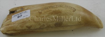 Lot 97 - A SCRIMSHAW-DECORATED WHALE'S TOOTH<br/>incised...