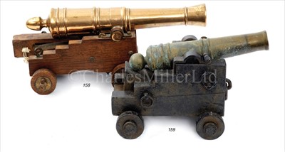Lot 159 - A SMALL BRASS 19TH-CENTURY SIGNAL GUN<br/>with...