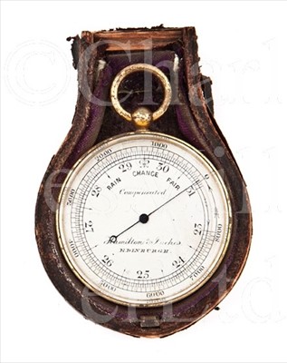 Lot 229 - A 19TH-CENTURY POCKET ANEROID BAROMETER BY...
