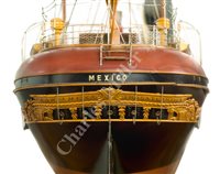 Lot 260 - A FINE AND HIGHLY ORIGINAL 1:48 SCALE BUILDER'S MODEL FOR THE LINER S.S. MEXICO, BUILT FOR THE CIA. MEXICANA TRASATLÂNTICA BY ROBERT NAPIER & SONS, GOVAN, 1884