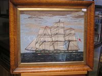 Lot 75 - A 19TH CENTURY SAILOR'S WOOLWORK PICTURE