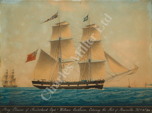Lot 1 - JOSEPH HONORÉ MAXIM PELLEGRIN, (ITALIAN, 1793-1869) - Brig Eleanor of Sunderland, Captain William Cockburn entering the port of Marseilles Febry 26, 1846