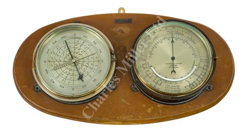 Lot 212 - A RARE EARLY 20TH CENTURY BAROCYCLONOMETER BY H. HUGHES & SON, LONDON; and two rangefinders and a compass pelorus