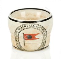 Lot 133 - A RARE STONEWARE EGG CUP FOR THE LIVERPOOL-AUSTRALIA BLACK BALL LINE, CIRCA 1860