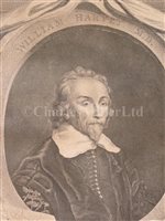 Lot 244 - AN 18TH CENTURY COPPER PLATE ENGRAVING OF WILLIAM HARVEY