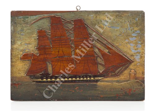 Lot 73 - AN ATTRACTIVE 19TH SAILOR ART CARVED SHIP'S PROFILE