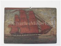 Lot 73 - AN ATTRACTIVE 19TH SAILOR ART CARVED SHIP'S PROFILE