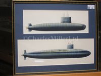 Lot 46 - A COLLECTION OF 20TH CENTURY WATERCOLOUR SUBMARINE PROFILES