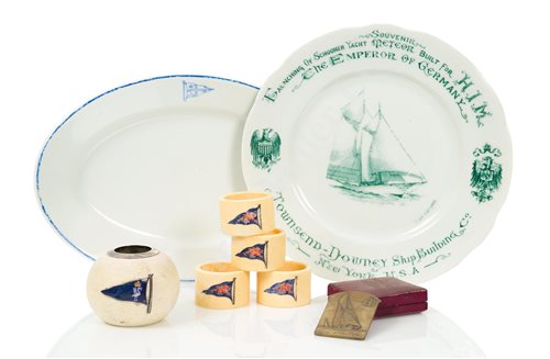 Lot 149 - Ø A PLATE COMMEMORATING THE LAUNCH OF METEOR, 1902, and other items