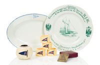 Lot 149 - Ø A PLATE COMMEMORATING THE LAUNCH OF METEOR, 1902, and other items