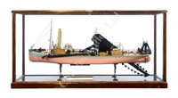 Lot 278 - A FINE BUILDER’S MODEL OF THE TWIN SCREW STERN WELL BUCKET AND SUCTION HOPPER DREDGER 'PARITUTU' BUILT BY FLEMING AND FERGUSON LTD, PAISLEY, 1910