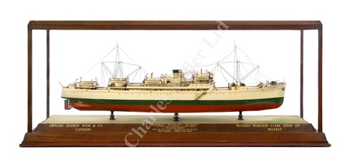 Lot 280 - A BUILDER'S MODEL FOR THE PASSENGER/CARGO M.V.S ISIPINGO, INCHANGA AND INCOMATI BY WORKMAN CLARK (1928) LTD, BELFAST FOR THE BANK LINE, 1934