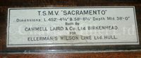 Lot 281 - A BUILDER'S MODEL FOR THE T.S.M.V. 'SACRAMENTO' BUILT BY CAMMELL LAIRD, BIRKENHEAD FOR ELLERMAN'S WILSON LINE LTD, HULL, 1945