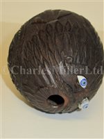 Lot 69 - AN EARLY 19TH CENTURY SAILORWORK CARVED COCONUT