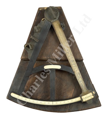 Lot 193 - Ø A 15IN. RADIUS EBONY AND BRASS OCTANT BY CHRISTOPHER STEDMAN, LONDON, CIRCA 1785