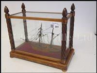 Lot 251 - A SMALL AND ATTRACTIVELY PRESENTED SAILOR'S WATERLINE MODEL FOR A BRIGANTINE, CIRCA 1890