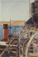 Lot 11 - δ NORMAN WILKINSON (BRITISH, 1878-1971) - R.M.S. 'Mauretania' Rafted Up To A Transport, Off The Coast Of Gallipoli, 1915