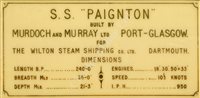 Lot 275 - A BUILDER'S MIRROR-BACK MODEL FOR THE S.S PAIGNTON BUILT FOR THE WILTON STEAM SHIP COMPANY BY MURDOCH & MURRAY LTD, GLASGOW, 1919