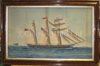 Lot 13 - ANTONIO LUZZO (ITALIAN, 1855-1907) - The three-masted topsail schooner 'Gladstone'