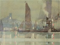 Lot 6 - δ GEORGE AYLING (ENGLISH, 1887-1960): The mouth of the Thames at dusk