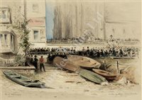 Lot 31 - ROBERT TAYLOR PRITCHETT (BRITISH, 1828-1907): The Funeral of Capt. Campbell R.N. of H.M. Yacht 'Victoria & Albert II', 1877